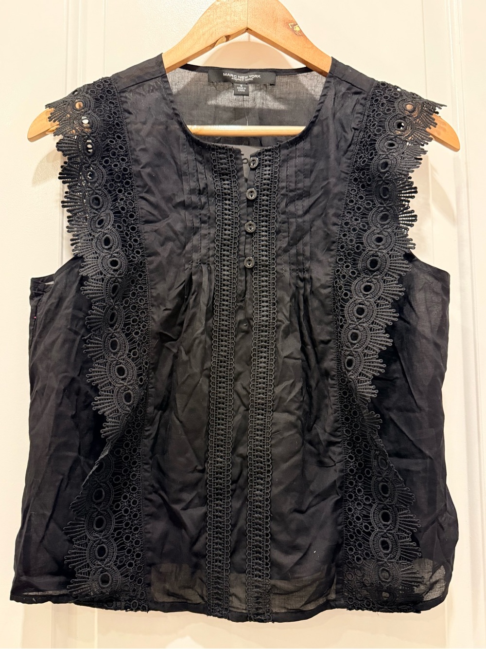 Marc New York Black Lace-Trim Sleeveless Camisole
